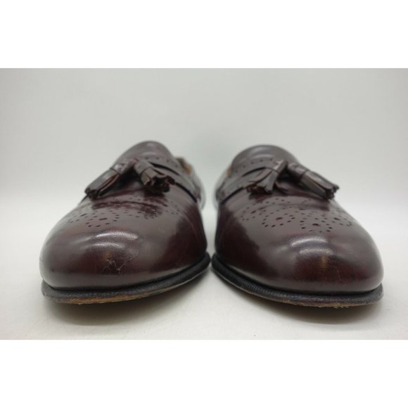 Salvatore Ferragamo Burgundy Leather Slip On Tassel Loafers Shoes Men\'s 9 D main image 9